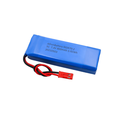 Bateria de lítio médica 5C 2S1P 7,4 V 800mAh bateria LiPo