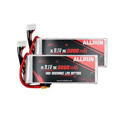 Bateria LiPo 3S1P 30C de alta descarga 11,1 V 2200 mAh para aeronaves RC