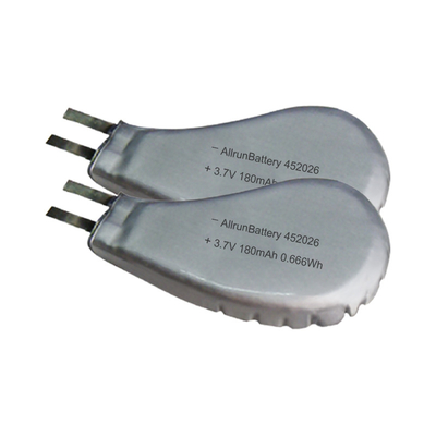 452026 3,7 V 180 mAh LiPo Bateria de polímero de lítio recarregável personalizada usável