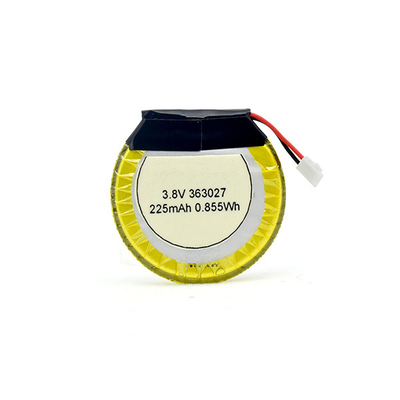 Bateria de polímero de lítio 225mAh 3,8 V redonda/bateria de LiPo para fones de ouvido Bluetooth