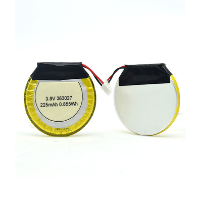 Bateria de polímero de lítio 225mAh 3,8 V redonda/bateria de LiPo para fones de ouvido Bluetooth