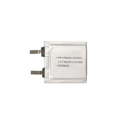 Bateria LiPo 3,7V 30mAh 1mm Célula de bateria de polímero de lítio ultrafina 012323