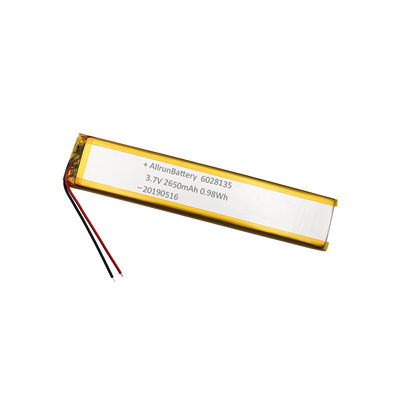 Baterias de polímero de lítio 3,7 V 2650 mAh Baterias LiPo personalizadas ultra estreitas de 6 mm