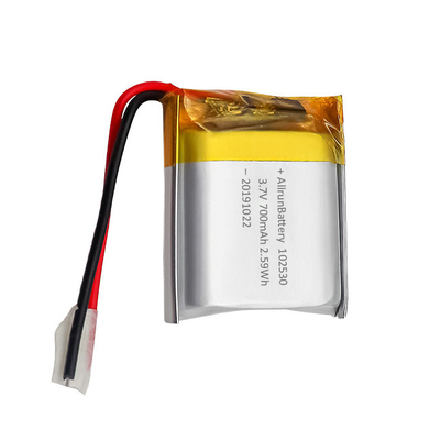Bateria LiPo leve recarregável personalizada 3,7 V 700mAh 102530