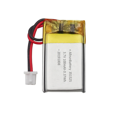 0,37Wh 3,7V 100mAh Mini bateria LiPo recarregável personalizada 351523