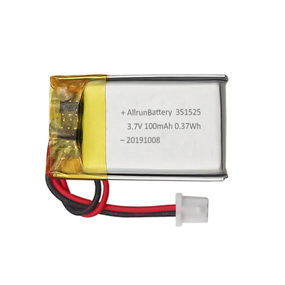 0,37Wh 3,7V 100mAh Mini bateria LiPo recarregável personalizada 351523
