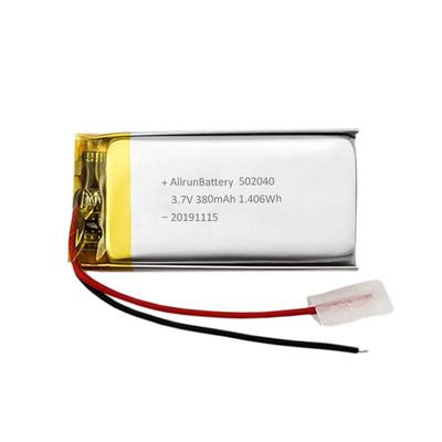 Bateria LiPo fina 3,7 V 380 mAh Bateria recarregável de íon de lítio personalizada