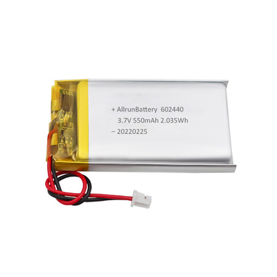 Bateria LiPo recarregável fina personalizada poderosa 3,7 V 550mAh 602440