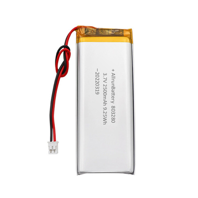 Bateria LiPo recarregável personalizada em forma de retângulo 3,7 V 2500 mAh