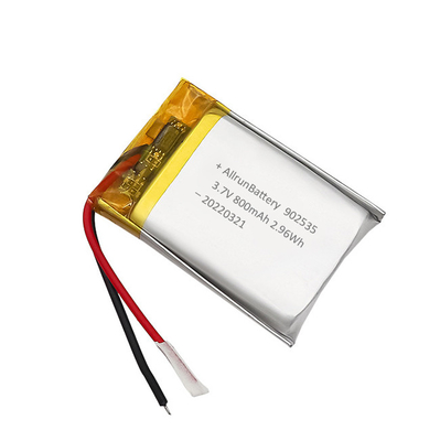 Bateria LiPo leve recarregável 800mAh 3,7V 902535 para dispositivos médicos