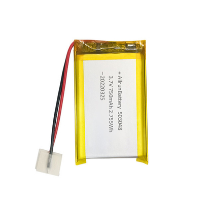 Bateria de polímero de lítio recarregável retangular leve 3,7 V 750 mAh LiPo