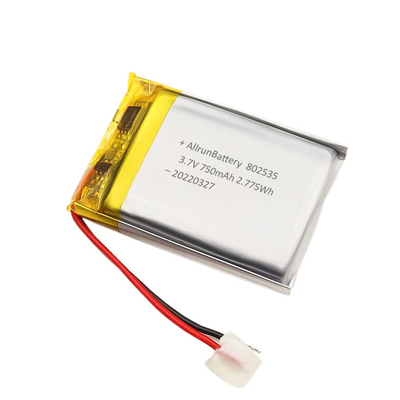 Bateria de polímero de lítio retangular de segurança 3,7 V 750 mAh LiPo