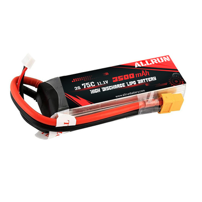 Bateria LiPo 3S 3500mAh 11,1 V de alta descarga 75C Bateria de polímero de lítio