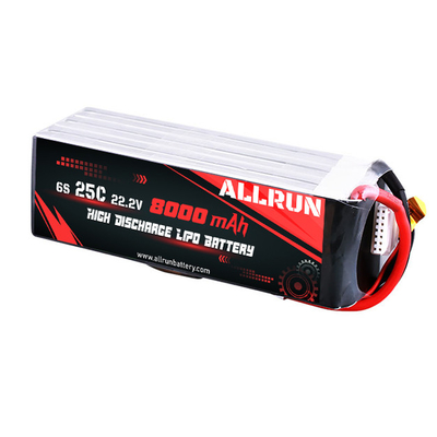 Bateria LiPo 25C 6S 8000mAh Taxa C alta 22,2V Bateria LiPo