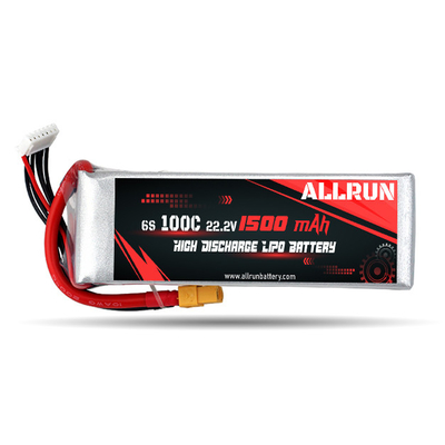 Bateria LiPo de alta descarga de taxa C 100C 1500mAh 6S 22,2V