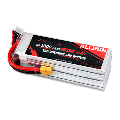 Bateria LiPo de alta descarga de taxa C 100C 1500mAh 6S 22,2V
