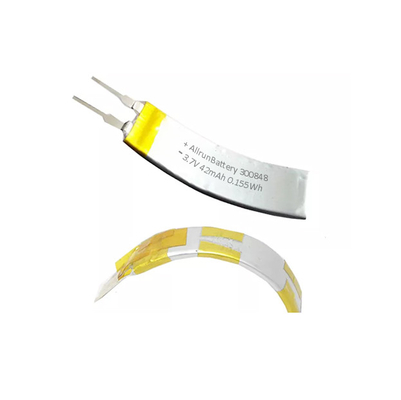 Bateria de polímero de íon de lítio 42mAh 3,7 V curvada para dispositivos inteligentes IoT