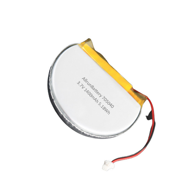 Célula de bateria LiPo redonda personalizada 3,7 V 1400 mAh 705040 com capacidade de alto nível