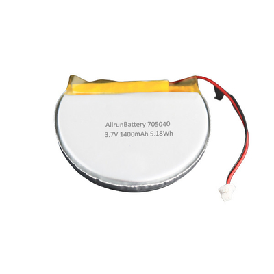 Célula de bateria LiPo redonda personalizada 3,7 V 1400 mAh 705040 com capacidade de alto nível