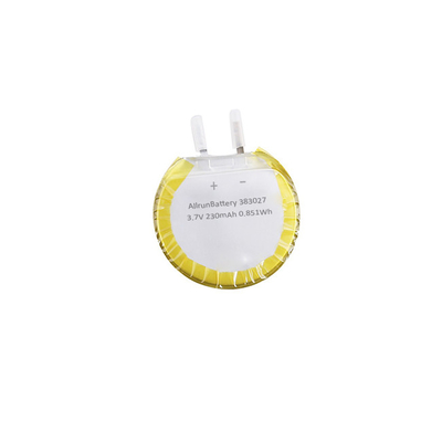 Célula de bateria LiPo redonda personalizada 3,7 V 230 mAh 383027 com formas exclusivas