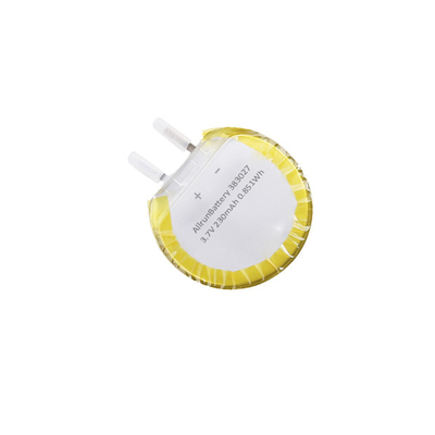 Célula de bateria LiPo redonda personalizada 3,7 V 230 mAh 383027 com formas exclusivas